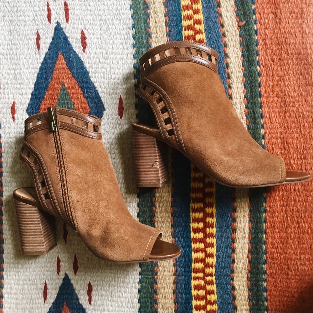 2/$45 SALE suede open toe bootie sandals.